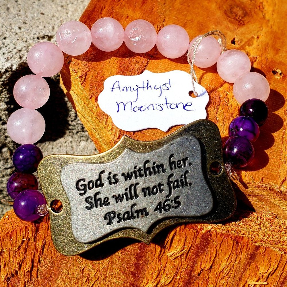Psalm 46:5 Amethyst and Moonstone Bracelet